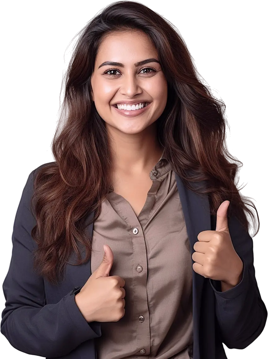 Customer smiling with thumbs up